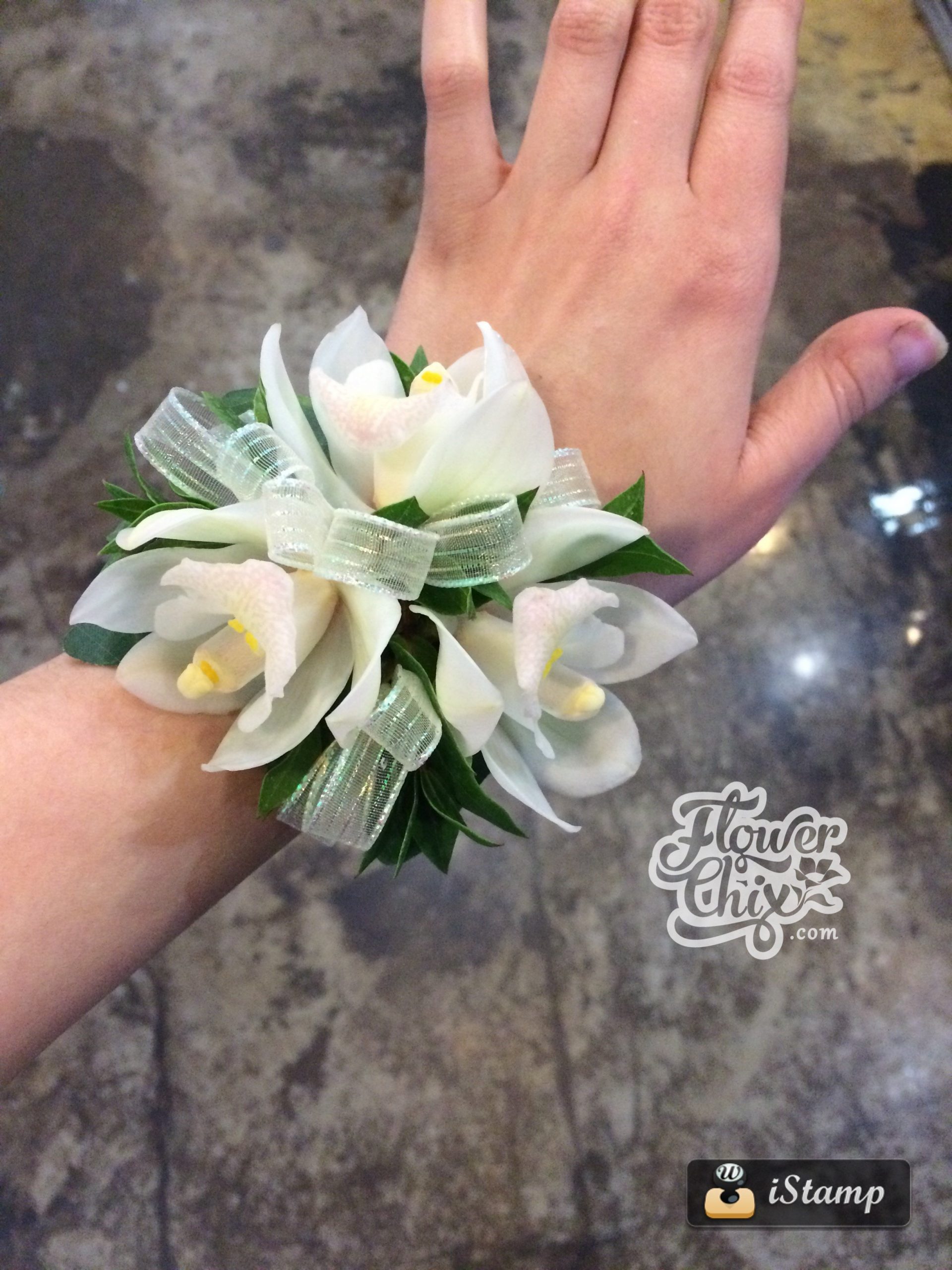 White Cymbid Orchid Corsage