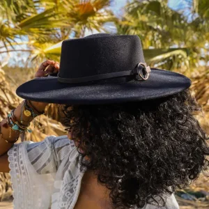 Gold Ring Buckle Bolero Hat (Black)