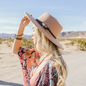 Gold Ring Buckle Bolero Hat (Tan)