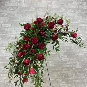 Red Rose & Wheat Standing Spray