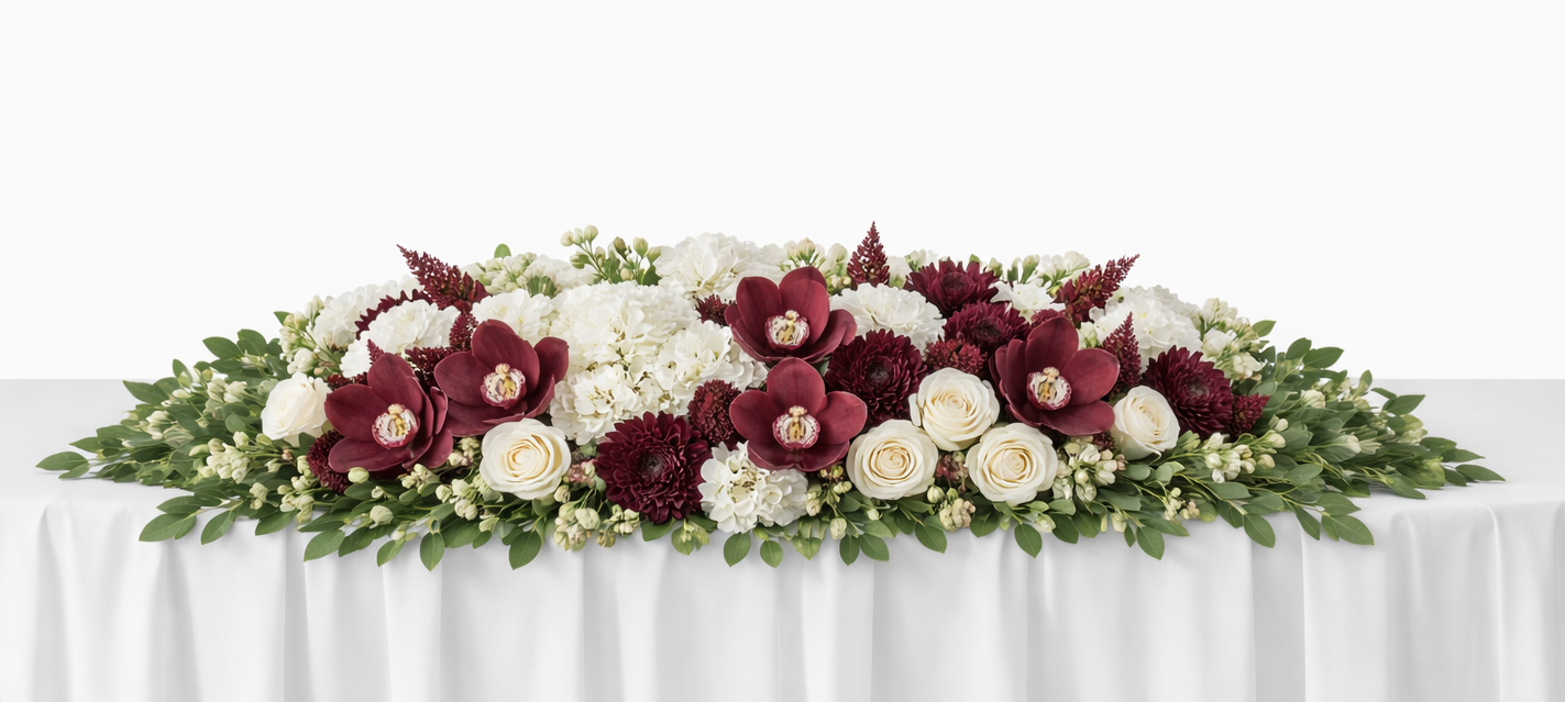 White Merlot Heat Table Arrangement