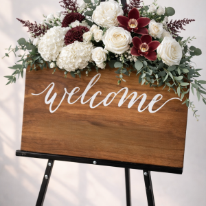 White Merlot Welcome Sign Arrangement