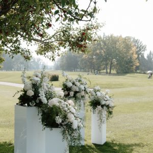 Elegant Pearl Elevated Floral Arrangement