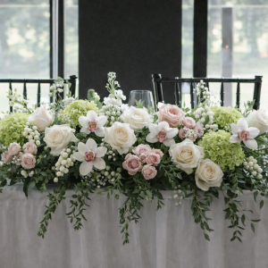 Blush & Succulent Head Table Arrangement