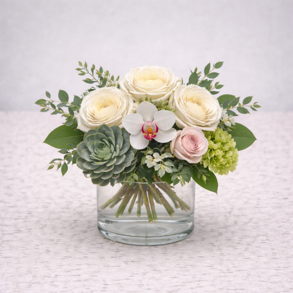 Blush & Succulent Centerpiece