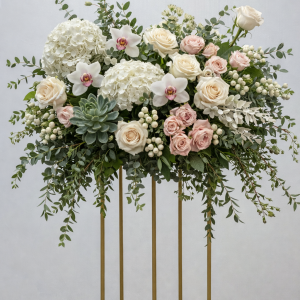 Blush & Succulent Elevated Floral Arrangement