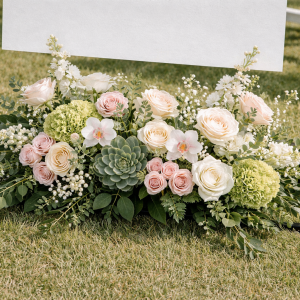 Blush & Succulent Welcome Sign Arrangement